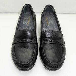 SAS Tripad Comfort Black Leather Loafers Moc Toe Wedge - Women's Size 8 Narrow